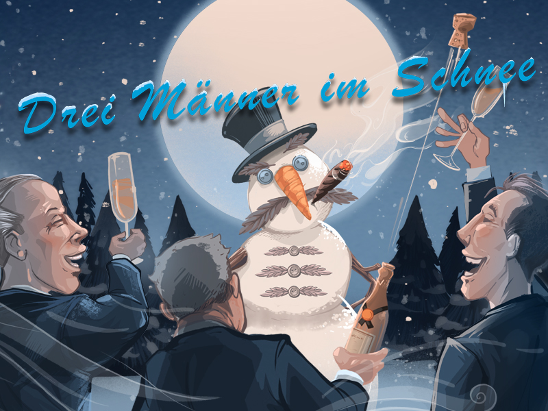 Drei Männer im Schnee