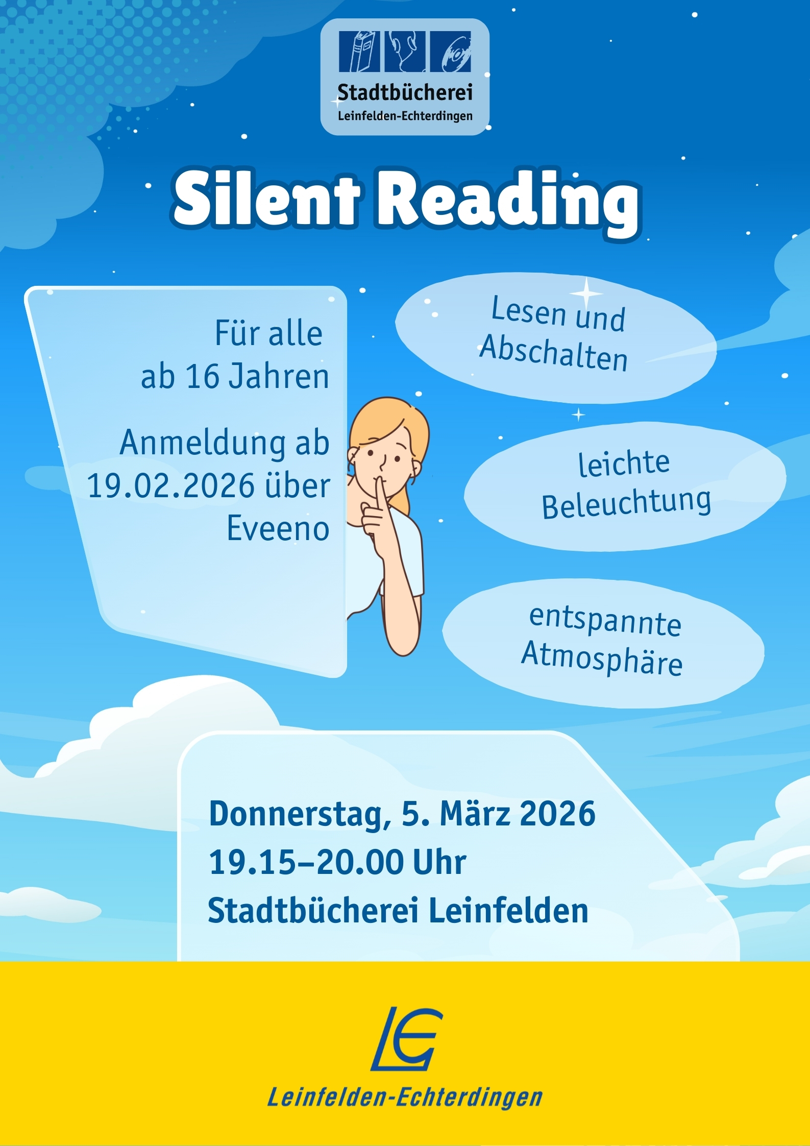 „Silent Reading“ in der Bücherei Leinfelden